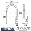 Bristan Pistachio Easyfit Sink Mixer Tap Dimensions